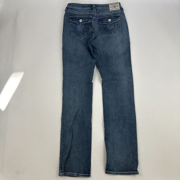 True Religion Billie Mid Rise Straight Denim Blue Jean Sz 29 Medium Wash Stretch - Picture 12 of 14